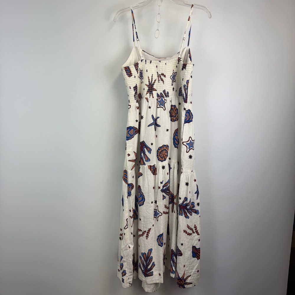 C&C California Womens Linen Blend Seashell Starfish Maxi Dress White Large L - Picture 5 of 12